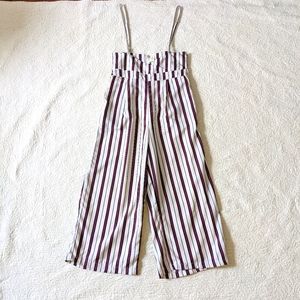 JAPNA Pinstripe Cropped Suspender Pants